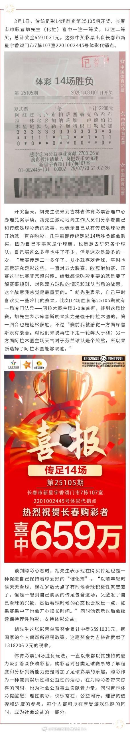 足彩26009期开奖：14场65注14.7万元 二等2010元